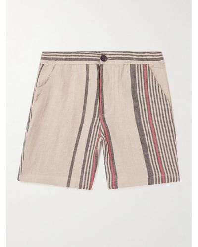 Oliver Spencer Osborne Straight-leg Striped Linen Shorts - Natural