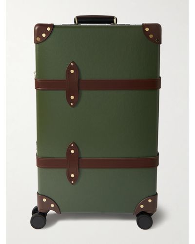 Globe-Trotter Check-in Leather-trimmed Trolley Case - Green
