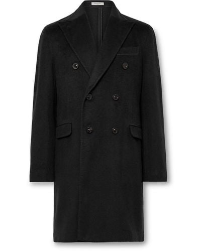 Boglioli Double-breasted Brushed-cashmere Overcoat - Black