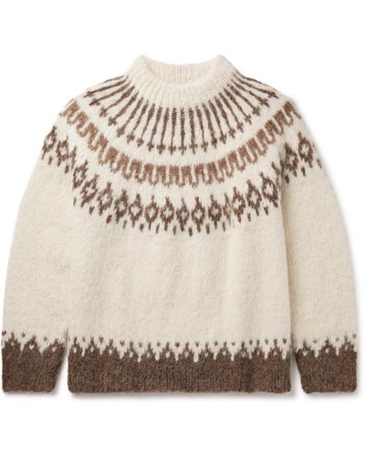 Bode Branch Yoke Intarsia-knit Alpaca-blend Sweater - Natural