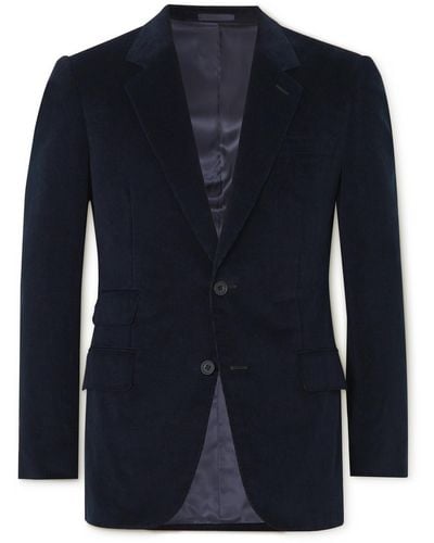 Kingsman Slim-fit Cotton And Cashmere-blend Corduroy Suit Jacket - Blue