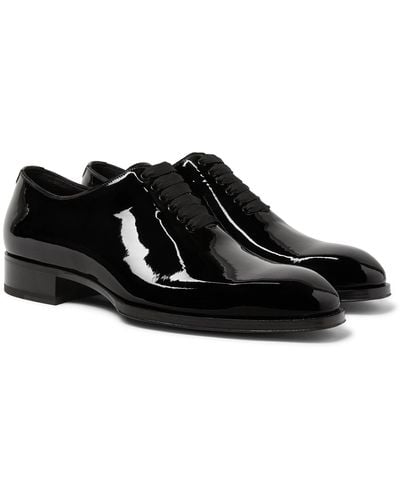 Tom Ford Elkan Whole-cut Patent-leather Oxford Shoes - Black