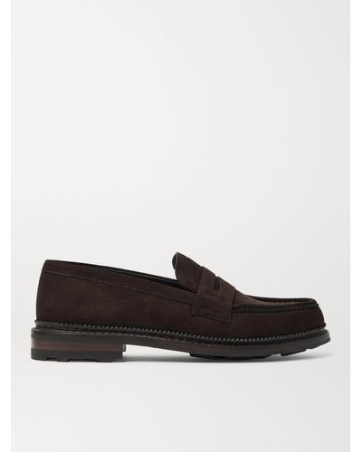 J.M. Weston Suede Penny Loafers - Brown