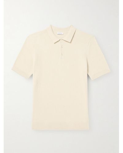 Sunspel Ribbed Cotton Polo Shirt - Natural