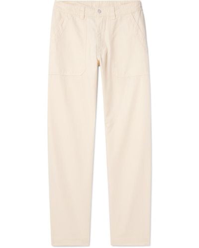Drake's Tapered Herringbone Cotton And Linen-blend Twill Pants - Natural