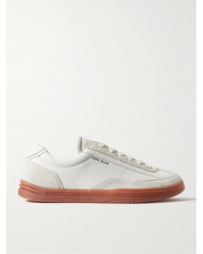 Stone Island Rock Suede-trimmed Leather Trainers - White