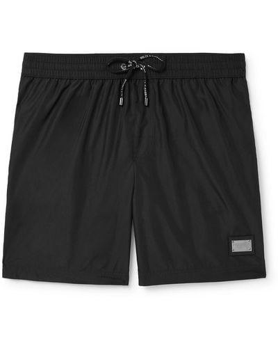 Dolce & Gabbana Straight-leg Mid-length Logo-appliquèd Swim Shorts - Black