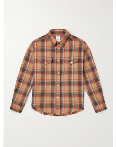 Visvim Frontier Checked Wool And Linen-blend Flannel Shirt - Brown