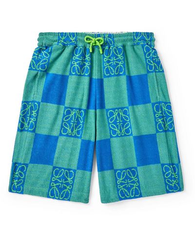 Loewe Paula's Ibiza Cotton-blend Terry-jacquard Drawstring Shorts - Blue