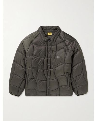Dime Wave Embroidered Quilted Padded Shell Jacket - Grey
