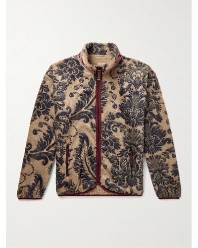 Kapital Jacke aus bedrucktem Fleece mit Jacquard-Besatz - Natur