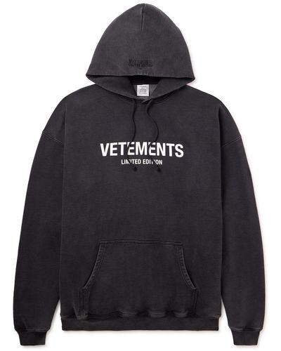 Vetements Not Doing Shit Embroidered Cotton Hoodie in Black for