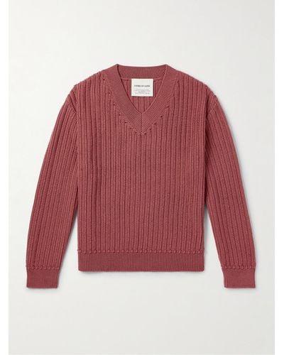 A Kind Of Guise Saimir Ribbed Merino Wool And Silk-blend Jumper - Red