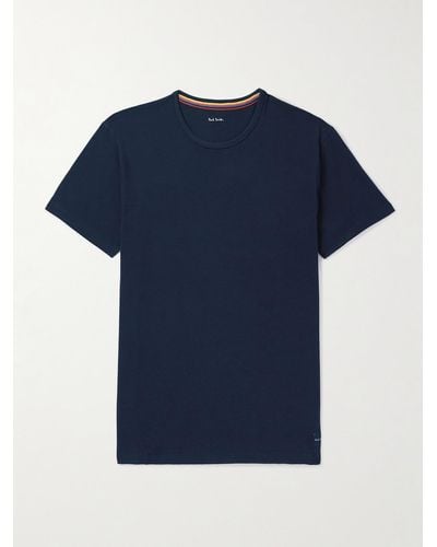 Paul Smith Schmal geschnittenes T-Shirt aus Baumwoll-Jersey mit Logoapplikation - Blau