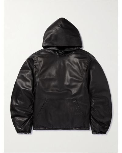 Balenciaga Oversized Full-grain Leather Hoodie - Black