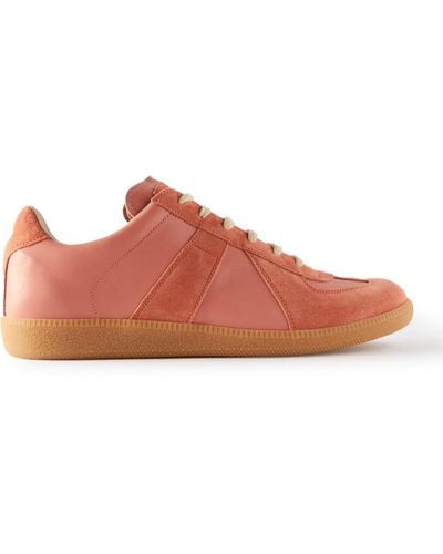 Maison Margiela Replica Leather And Suede Sneakers - Pink