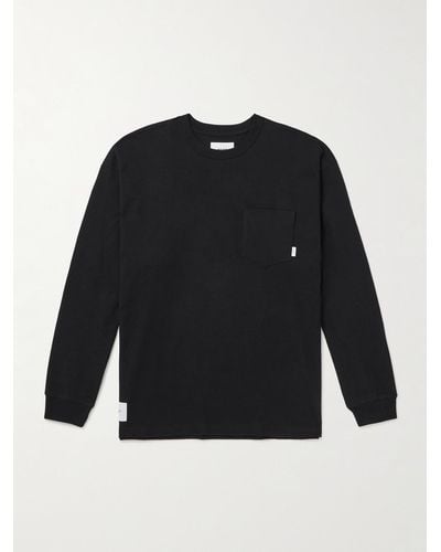 WTAPS Logo-print Appliquéd Cotton-jersey T-shirt - Black