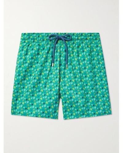Vilebrequin Shorts da mare medi slim-fit in tessuto riciclato stampato Mahina - Verde