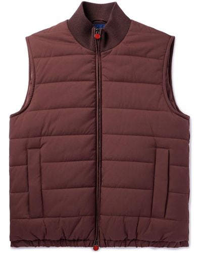 Kiton Padded Quilted Twill Gilet - Purple