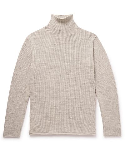 The Row Robbie Ribbed Merino Wool Rollneck Sweater - White