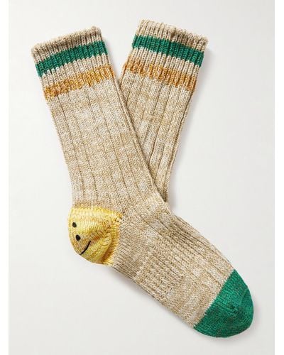 Kapital Socken aus einer Baumwoll-Hanfmischung mit Intarsienmotiv - Mettallic
