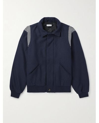 Pop Trading Co. Striped Panelled Jersey Varsity Jacket - Blue