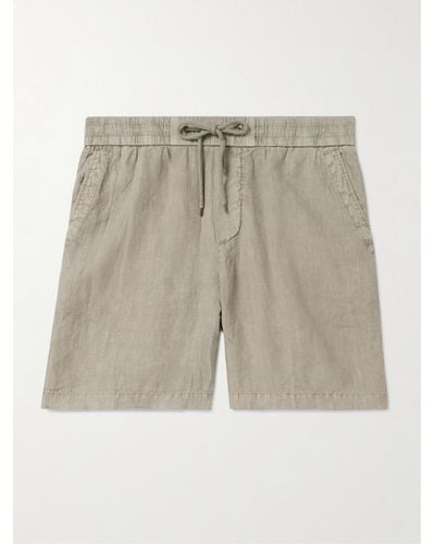 James Perse Straight-leg Garment-dyed Linen Drawstring Shorts - Natural