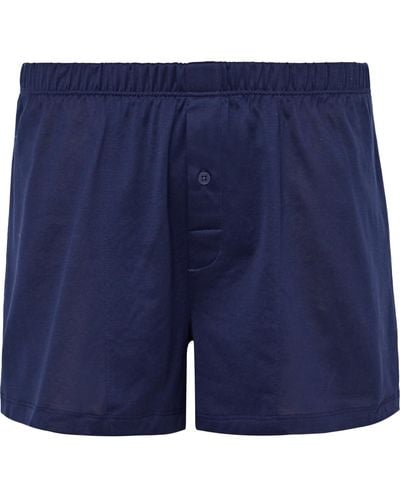 Hanro Sporty Mercerised Cotton Boxer Shorts - Blue