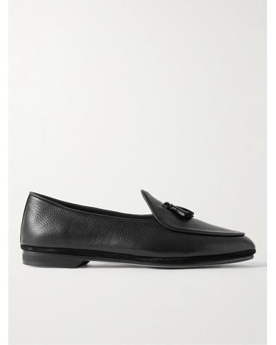 Rubinacci Marphy Leather-trimmed Suede Tasselled Loafers - Black
