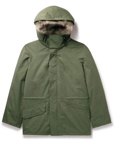 Yves Salomon Iconic Shearling-trimmed Padded Cotton-blend Hooded Jacket - Green