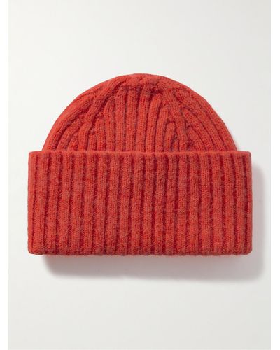 Drake's Ribbed Wool Beanie - Red