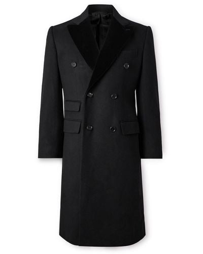 De Petrillo Double-breasted Wool And Cashmere-blend Coat - Black