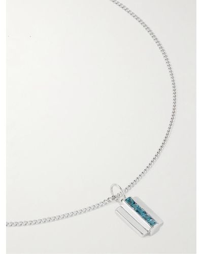 Miansai Collana con pendente in argento e topazio azzurro Vertigo - Bianco