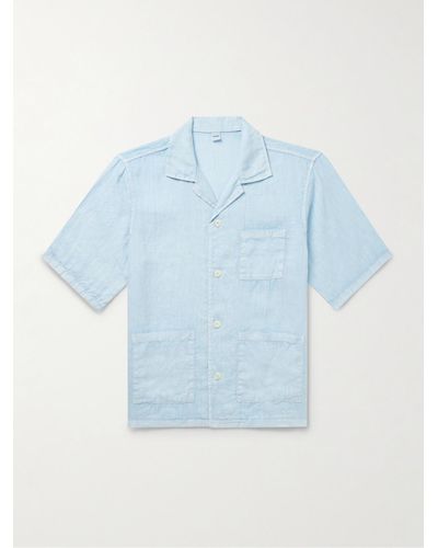Aspesi Camp-collar Linen Shirt - Blue