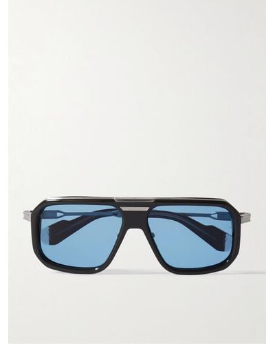 Jacques Marie Mage Donohu Pilotensonnenbrille aus Azetat mit silberfarbenen Details - Blau