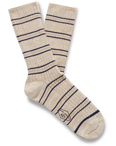 Nudie Jeans Striped Ribbed-knit Socks - White