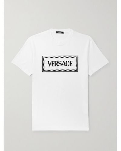 Versace T-Shirt aus Baumwoll-Jersey mit Logostickerei - Grau