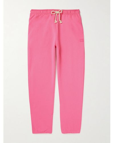 Acne Studios Frack Straight-leg Logo-appliquéd Cotton-jersey Sweatpants - Pink