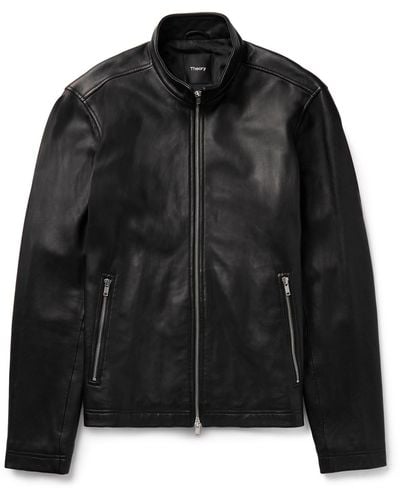 Theory Morvek Slim-fit Leather Jacket - Black
