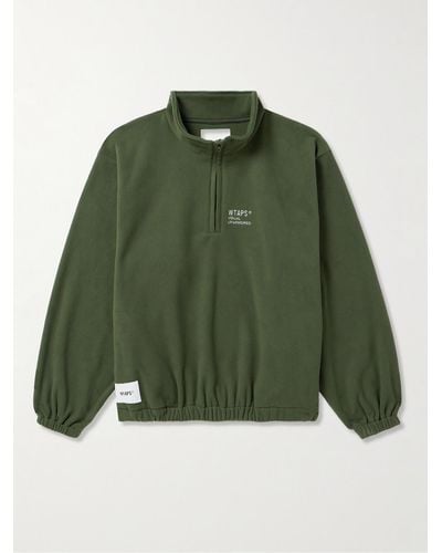WTAPS Sweatshirt aus Fleece mit kurzem Reißverschluss und Logostickerei - Grün