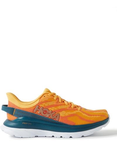 Hoka One One Mach Supersonic Rubber-trimmed Mesh-jacquard Running Sneakers - Orange