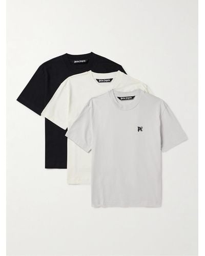 Palm Angels Set aus drei T-Shirts aus Baumwoll-Jersey mit Logostickerei - Schwarz