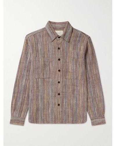 Kardo Alok Striped Cotton Overshirt - Brown