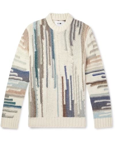 NN07 Brady 6524 Intarsia Wool-blend Sweater - White