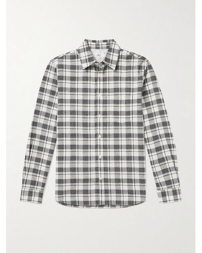 MR P. Checked Organic Cotton And Linen-blend Shirt - Grey