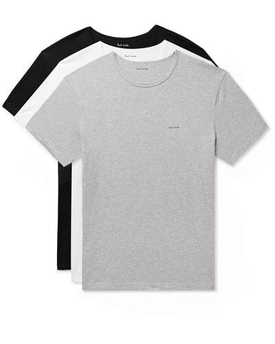 Paul Smith Three-pack Slim-fit Logo-print Organic Cotton-jersey T-shirts - Gray