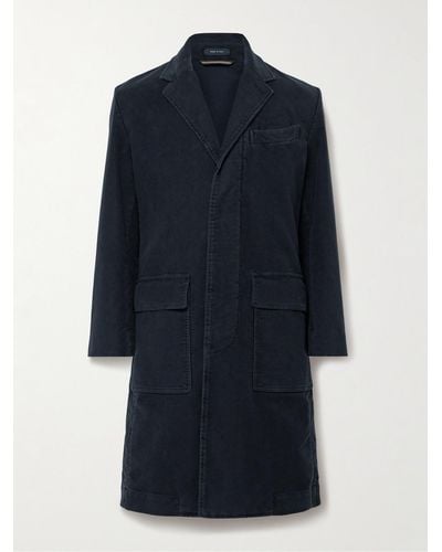 Drake's Slim-fit Cotton-moleskin Overcoat - Blue