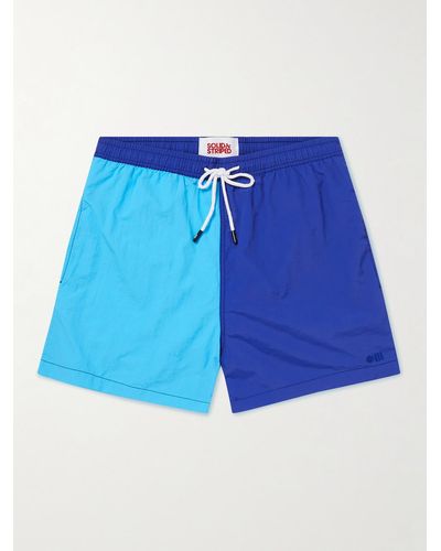 Solid & Striped The Classic Straight-leg Mid-length Colour-block Swim Shorts - Blue