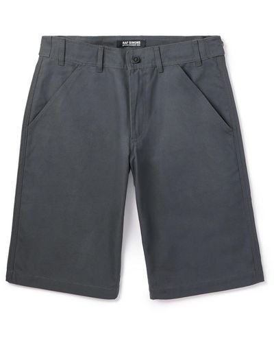 Raf Simons Skate Straight-leg Leather-trimmed Denim Shorts - Gray