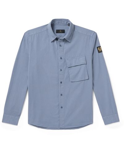 Belstaff Scale Garment-dyed Cotton-twill Shirt - Blue